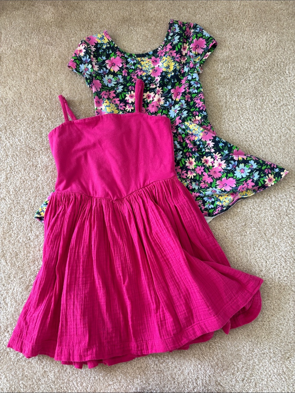 GAP Girls' LOT Hot Pink Sundress & Navy Floral Romper